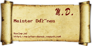 Meister Dénes névjegykártya