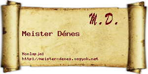 Meister Dénes névjegykártya